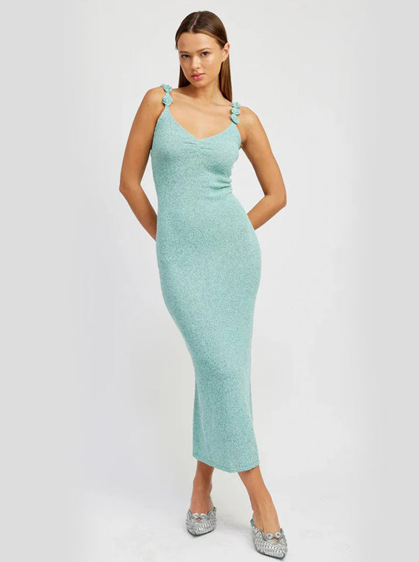 Maxi Dress with Rosette Strap Detail