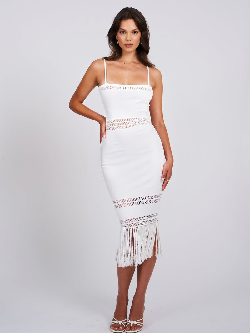 Crochet Fringe Midi Dress