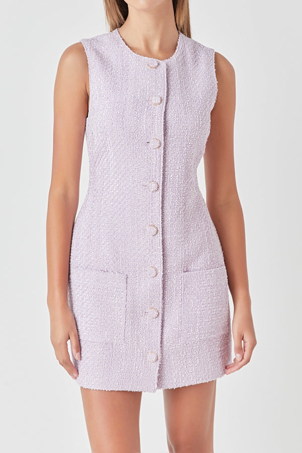 Tweed Sleeveless Shift Dress